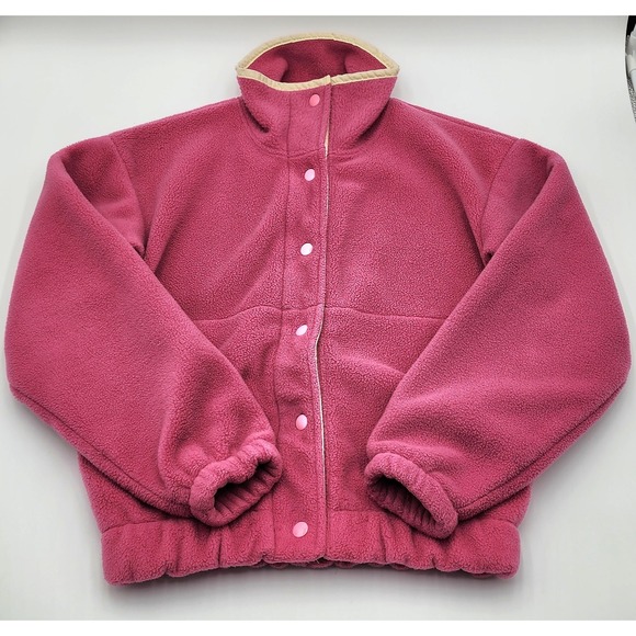 Woolrich Jackets & Blazers - Vintage Woolrich Fleece Jacket Small Pink Made in USA Full Snap Front 90s Retro